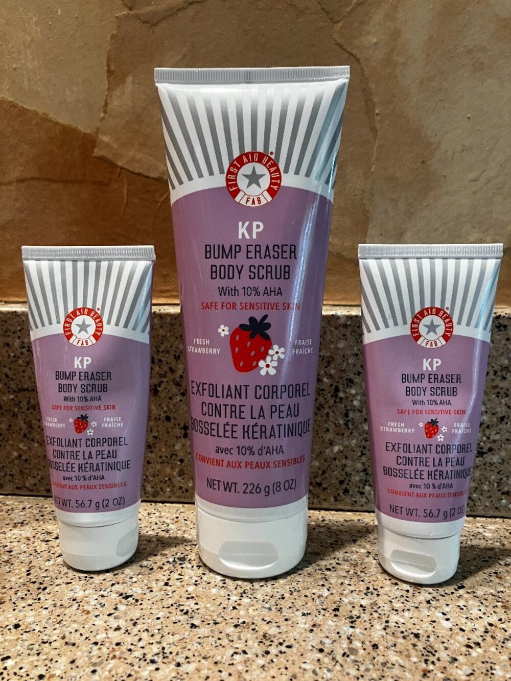 First Aid Beauty set of Body Bump Eraser and Travel sizes! Sealed!
